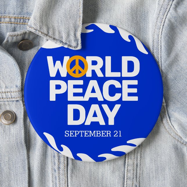 Blue Orange World Peace Day Peace Sign 6 Cm Round Badge (In Situ)