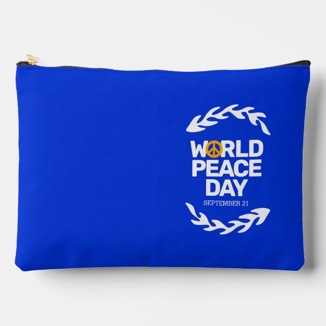 Blue Orange World Peace Day Peace Sign Accessory Pouch (Front)