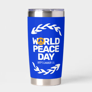 Blue Orange World Peace Day Peace Sign Insulated Tumbler
