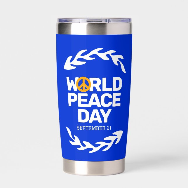 Blue Orange World Peace Day Peace Sign Insulated Tumbler (Front)