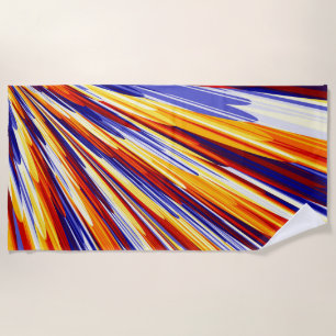 Blue Orange Yellow Abstract Geometric Feathers Beach Towel