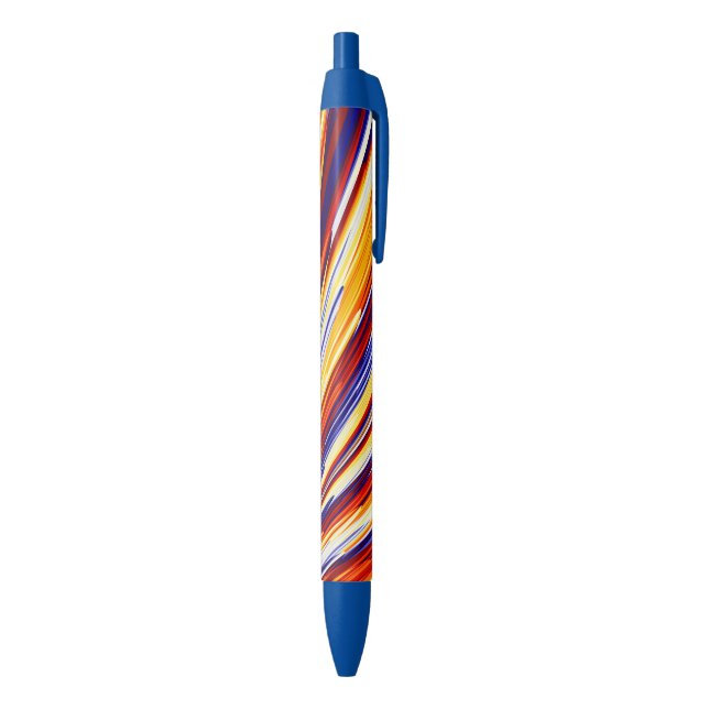 Blue Orange Yellow Abstract Geometric Feathers Ink Pen (Bottom (Vertical))