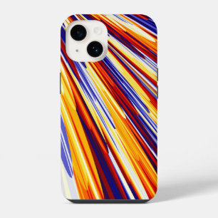 Blue Orange Yellow Abstract Geometric Feathers iPhone 14 Case
