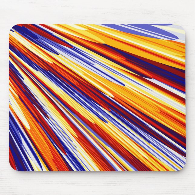 Blue Orange Yellow Abstract Geometric Feathers Mouse Pad (Front)