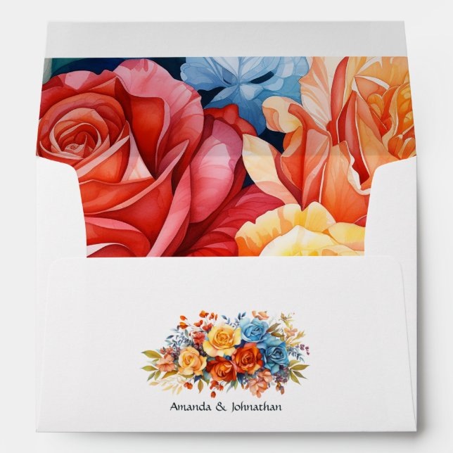 Blue, Orange, Yellow and Red Floral  Envelope (Back (Bottom))