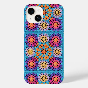 Blue orange yellow Colorful Granny Square Crochet  Case-Mate iPhone 14 Case