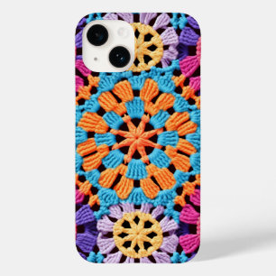 Blue orange yellow Colourful Granny Square Crochet Case-Mate iPhone 14 Case