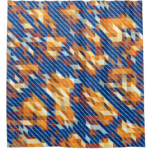Blue Orange Yellow COOL Pattern Shower Curtain
