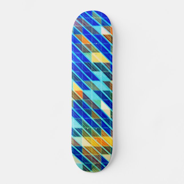 Blue Orange Yellow COOL Pattern Skateboard (Front)
