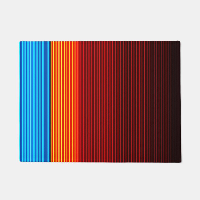 Blue Orange Yellow Red Black Stripes Doormat (Front)