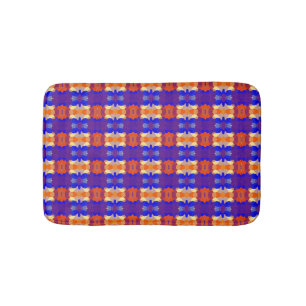 Blue Orange Yellow Red Pattern Bath Mat