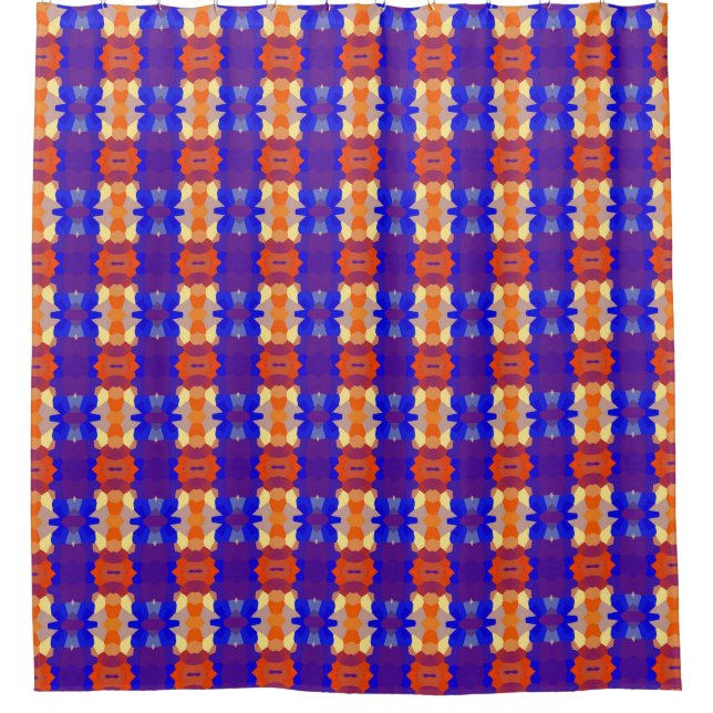 Blue Orange Yellow Red Pattern Shower Curtain (Front)