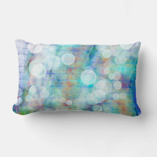 Blue, Orange, Yellow, White Abstract Art Lumbar Cushion