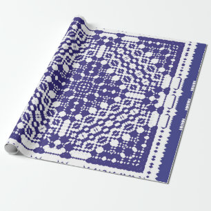 Blue orbital tiles decor. Fashionab Wrapping Paper