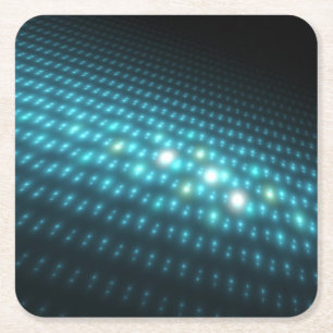 Blue Orbs 3D Square Paper Coaster