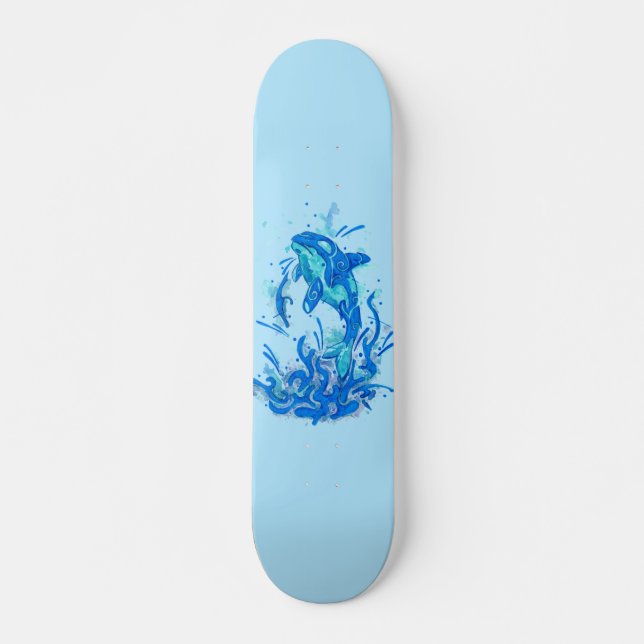 Blue Orca Design Skateboard (Front)