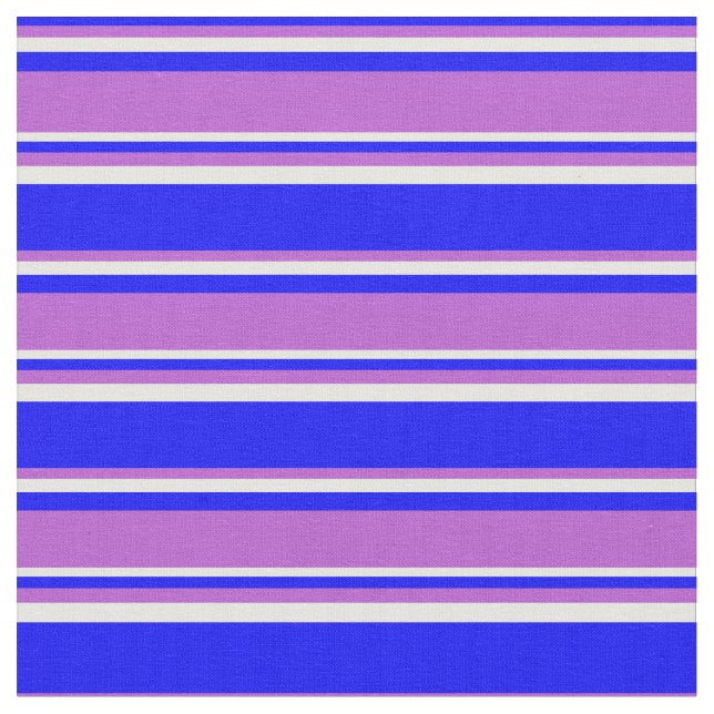 Blue, Orchid, and Mint Cream Coloured Pattern Fabric (Close Up)