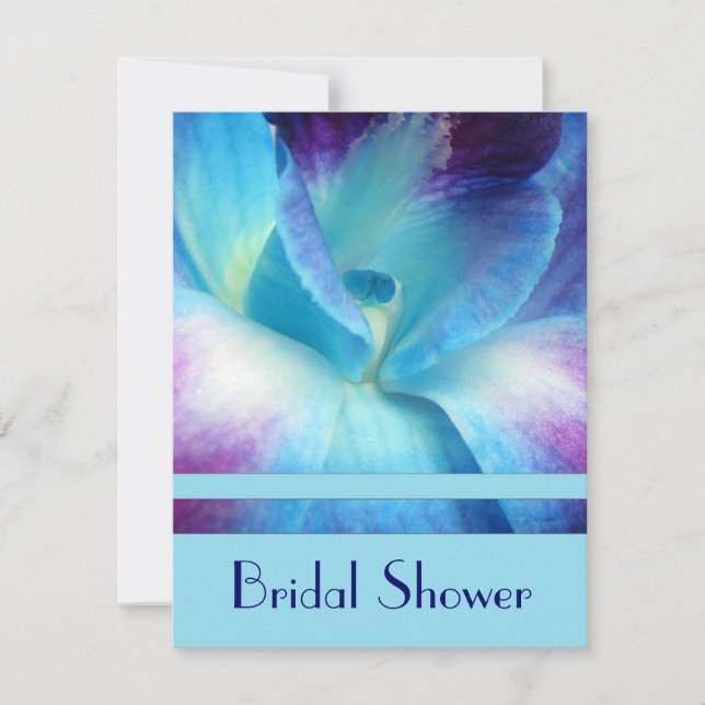 Blue Orchid Bridal Shower Invitation (Front)