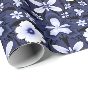 Blue Orchid Elegant Flowers Fractal Art Wrapping Paper