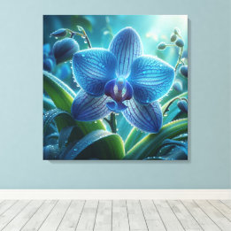 Blue Orchid Floral  Canvas Print