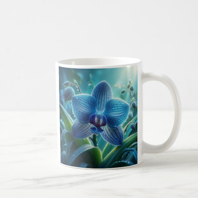 Blue Orchid Floral  Coffee Mug (Right)