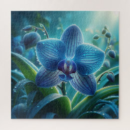 Blue Orchid Floral  Jigsaw Puzzle