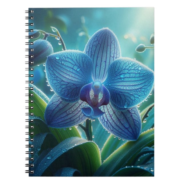Blue Orchid Floral  Notebook (Front)