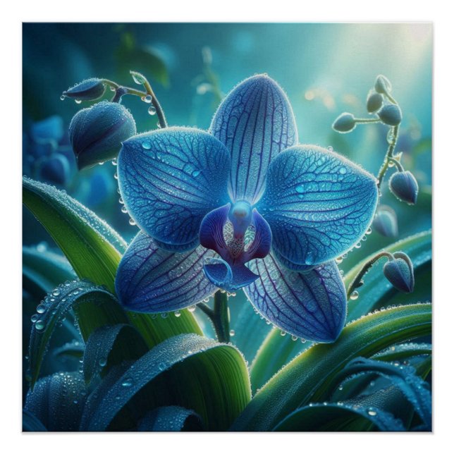 Blue Orchid Floral  Poster (Front)