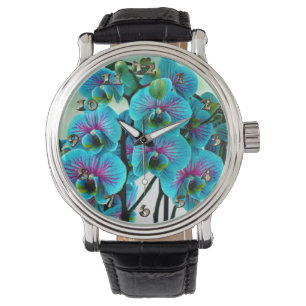 Blue Orchid Flower Bouquet Watch
