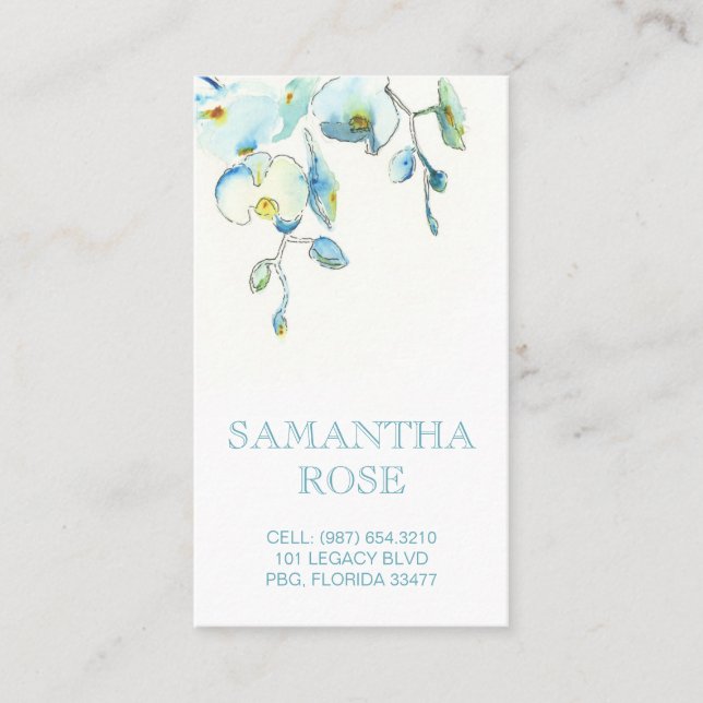 Blue Orchid Flower Coastal Mummy Card (Front)