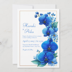 Blue Orchid Gold Geometric Wedding Invitation