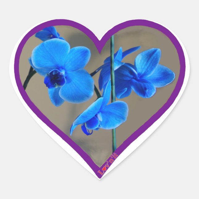 blue orchid heart sticker (Front)
