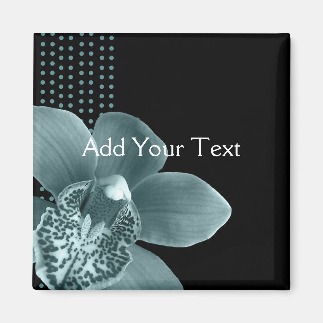 Blue Orchid on Black Magnet (Front)