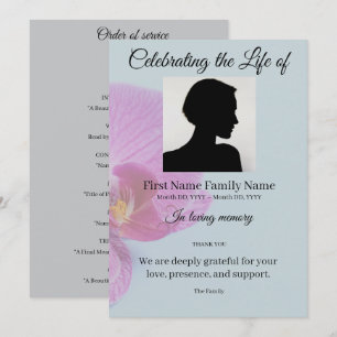 Blue orchid order of service invitation
