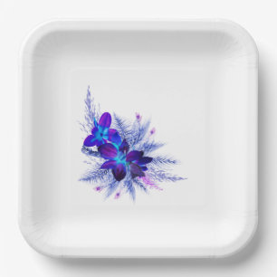 Blue Orchid Paper Plate