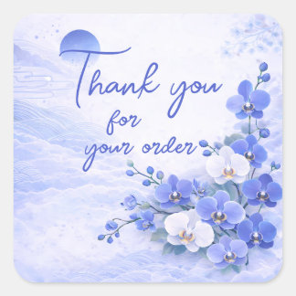 Blue orchid Thank You For your order Square Sticker
