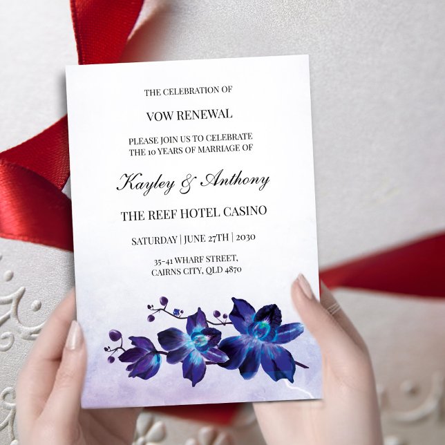 Blue Orchid Tropical Vow Renewal RSVP Card (Creator Uploaded)