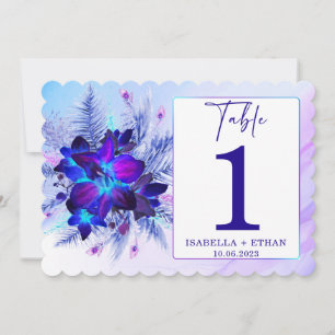 Blue Orchid Wedding Table Number template