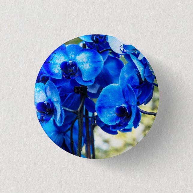 Blue orchids 3 cm round badge (Front)