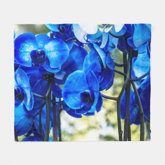 Blue orchids fleece blanket (Front (Horizontal))