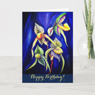 Blue orchids painting card