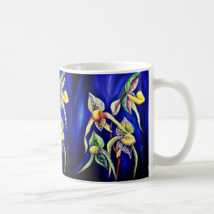 Blue orchids painting coffee mug
