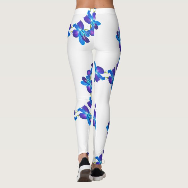 Blue orchids pattern leggings (Back)