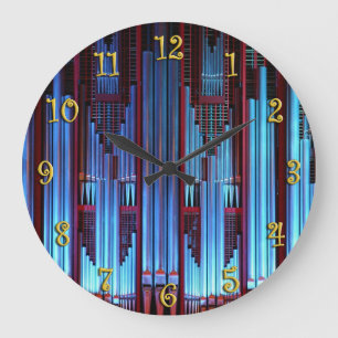 Blue organ pipes large clock