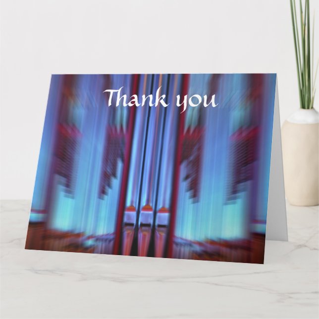 Blue organ pipes large thank you card -horizontal (Front)