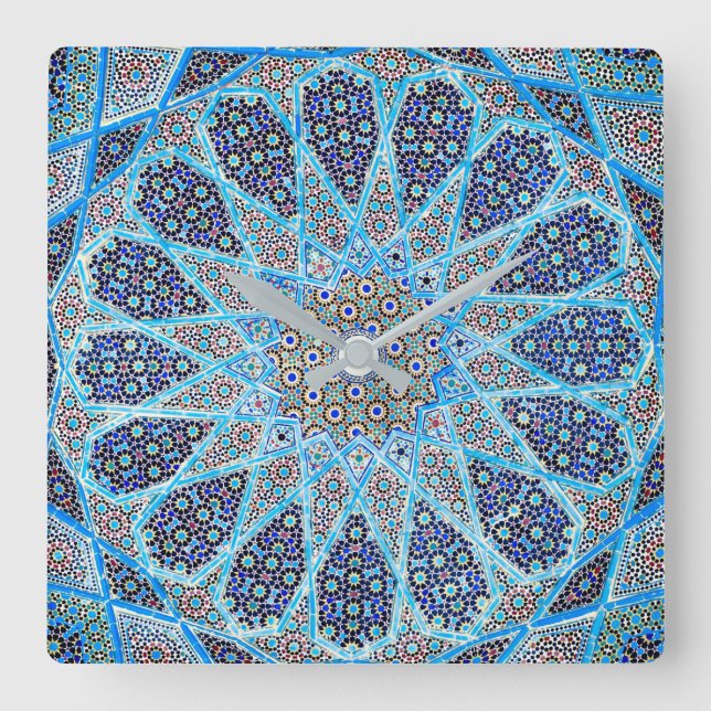 Blue Orient Square Wall Clock (Front)