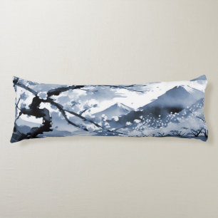 Blue Oriental Cherry Blossoms Body Cushion