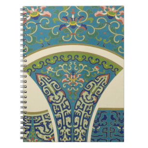 Blue Oriental Designs with Smiling Faces Notebook