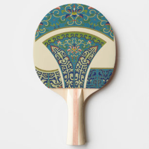 Blue Oriental Designs with Smiling Faces Ping Pong Paddle