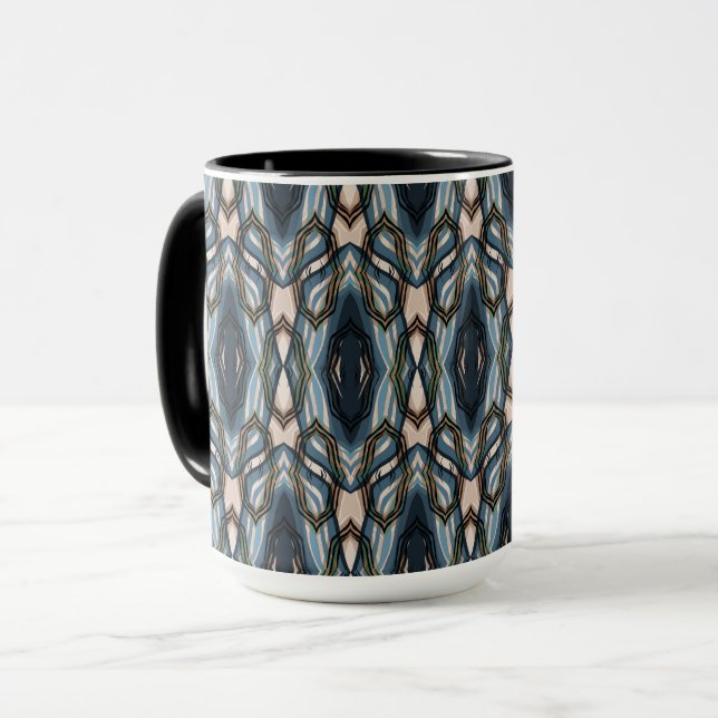 Blue Oriental Geometric ornament Mug (Front Left)